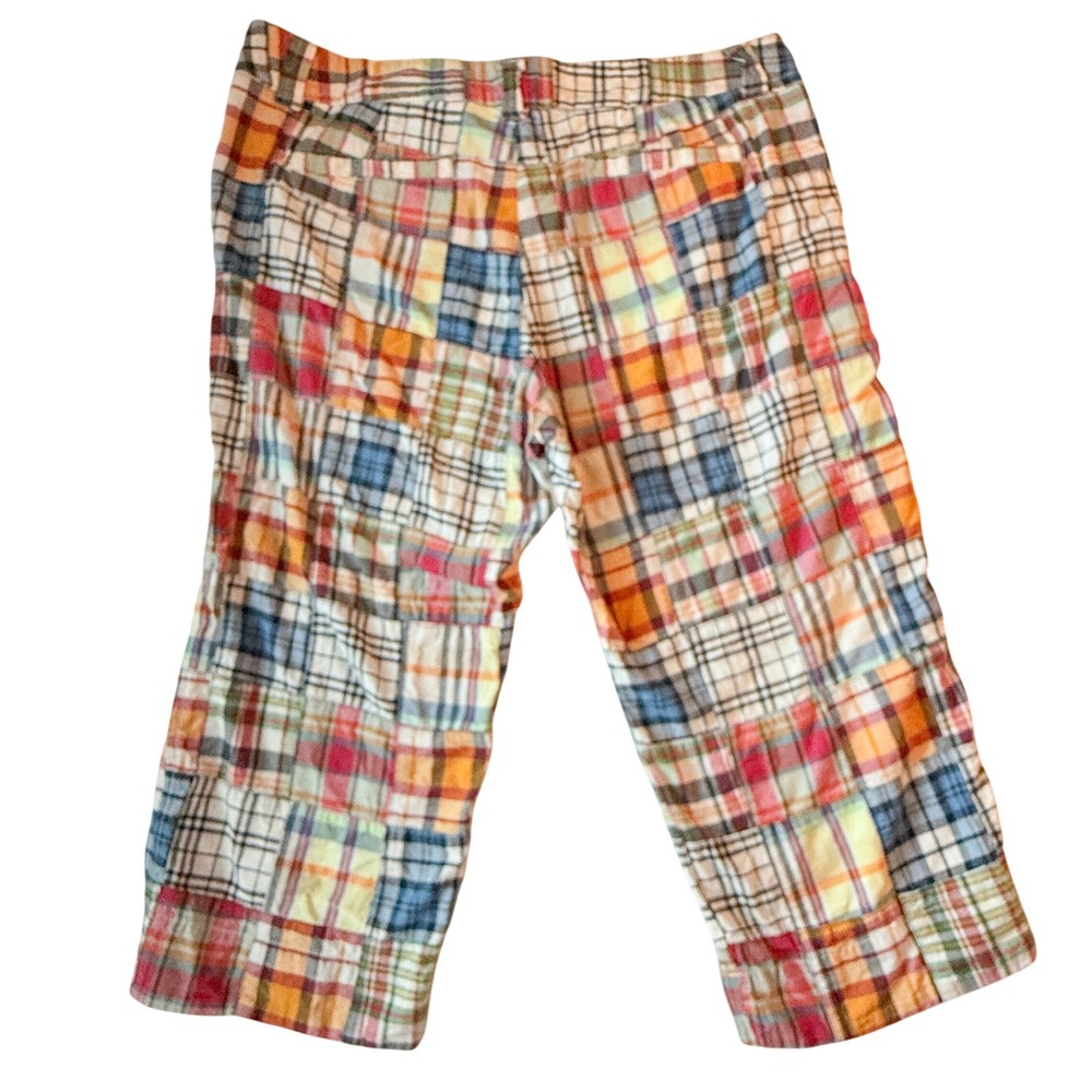J.Crew Favorite Fit Patchwork Madras Plaid Cropped Pants Size 8 Y2K Preppy
